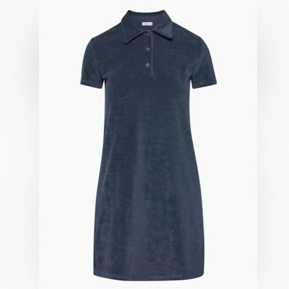 Tna Aritzia “Crest” Terry Cloth Mini Polo Dress in Total Eclipse, Women’s XS
